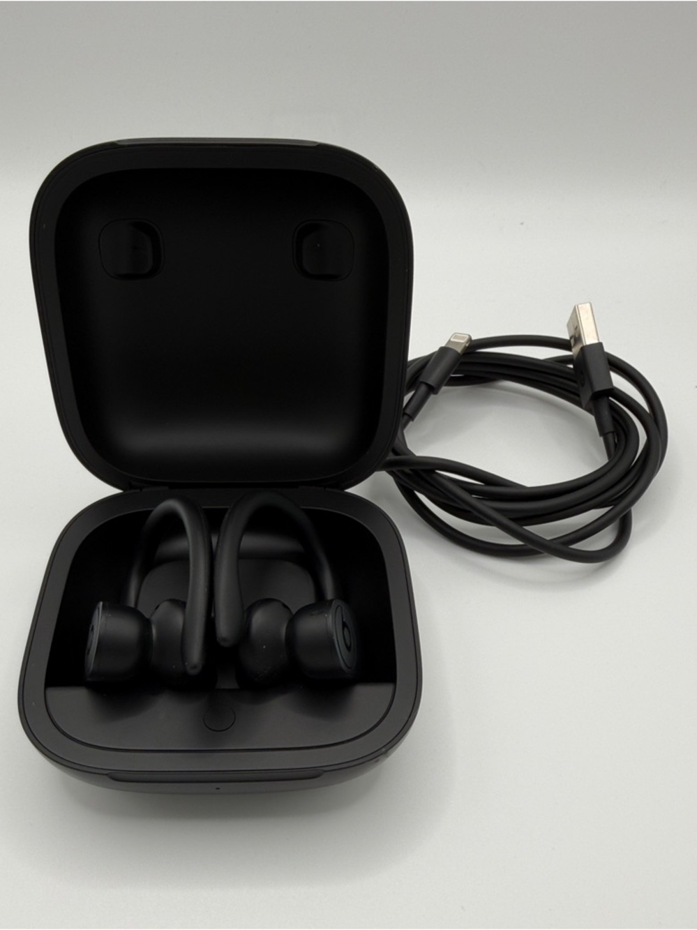 Beats by Dre Black Ear-Hook Earbuds with Charging Case
